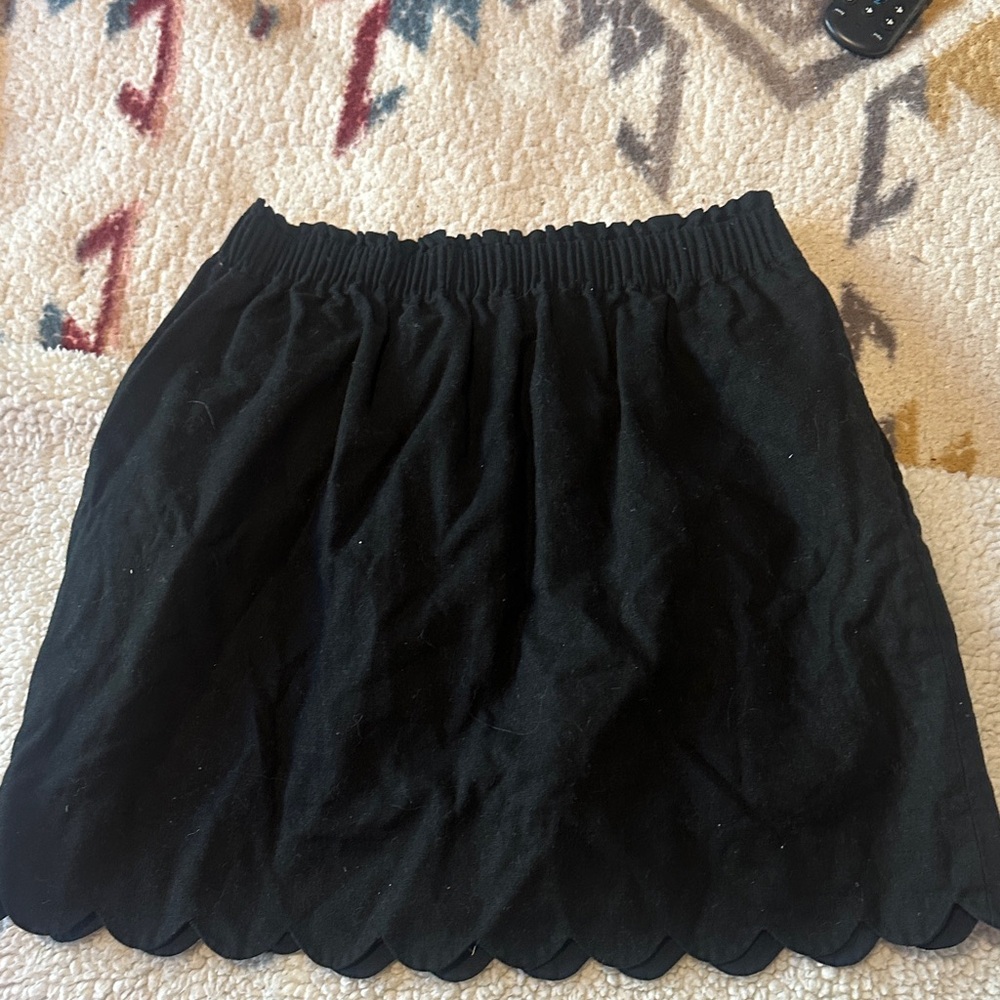 J. Crew Black Mini Skirt with Scalloped Hem